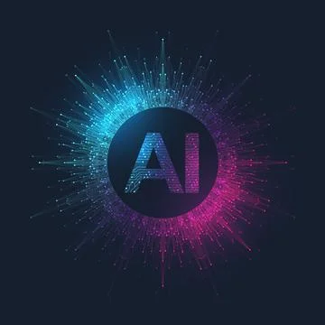Artificial Intelligence Logo Plexus effect. Future Tech Logo AI. Artificial Stock Illustration