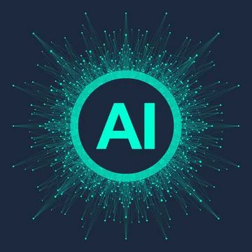 Artificial Intelligence Logo Plexus effect. Future Tech Logo AI. Artificial Stock Illustration