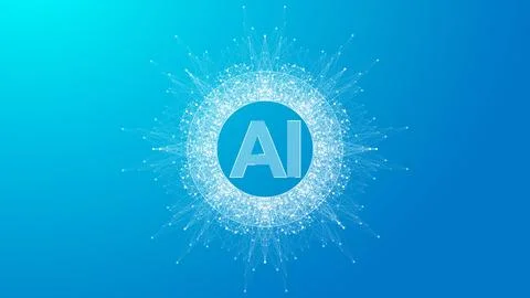 Artificial Intelligence Logo Plexus effect. Future Tech Logo AI. Artificial Stock Illustration