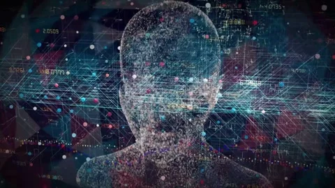 Artificial Intelligence Loop Around With Human Head animation Stock Footage 254413533
