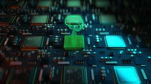 Artificial intelligence, machine brain, computer processor learning, science Video stock 122247746