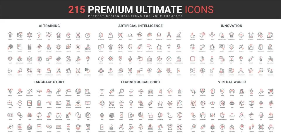 Artificial intelligence, machine learning and AI brain training, innovation line Illustrazione stock