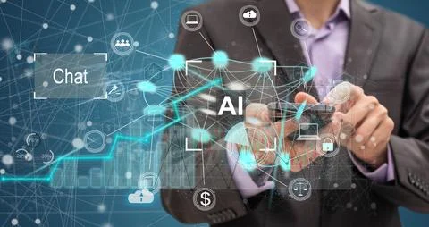 Artificial intelligence Machine Learning Business Internet Technology Concept. 스톡 사진