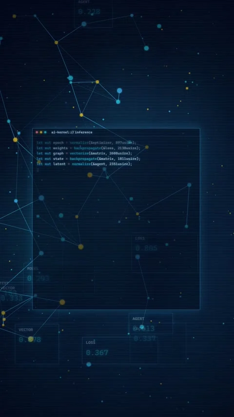 Artificial Intelligence Machine Learning Code HUD Background Video stock 335342635