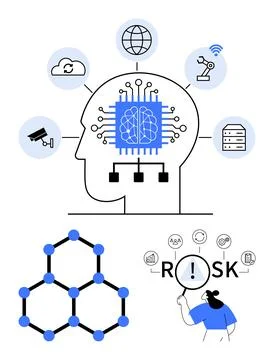 Artificial intelligence, machine learning, cybersecurity, risk analysis, auto イラスト素材