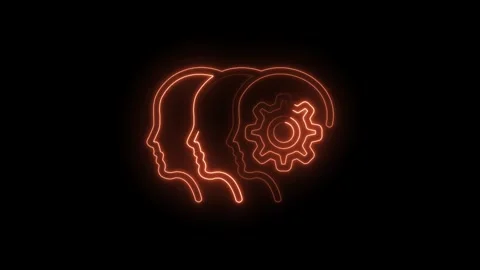 Artificial intelligence machine learning deep learning with head silhouette and Stock Footage 322963204