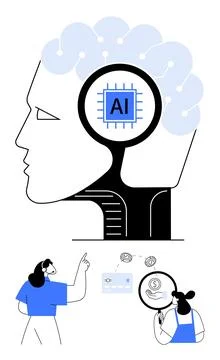 Artificial intelligence, machine learning, innovation, data analysis, technol Illustrazione stock