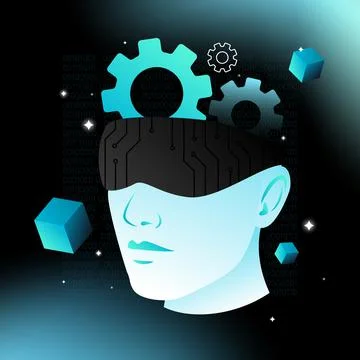 Artificial Intelligence, Machine Learning Isometric Illustration Stock Illustration