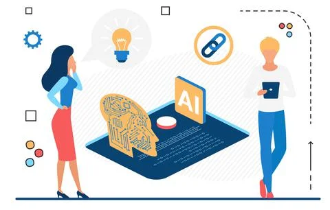 Artificial intelligence machine learning system guide イラスト素材