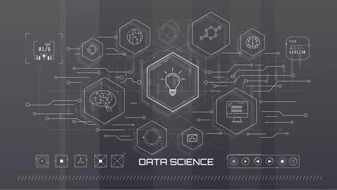 Artificial intelligence, machine learning technology concept. Stockillustratie