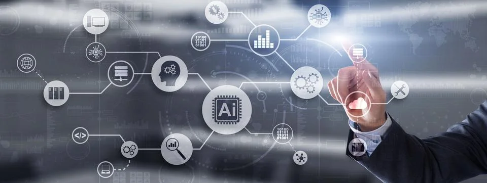 Artificial intelligence Machine Learning Technology Business Concept. Abstract Stock Photos