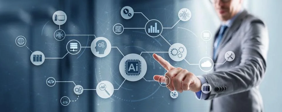 Artificial intelligence Machine Learning Technology Business Concept. Abstract Stockfoto's
