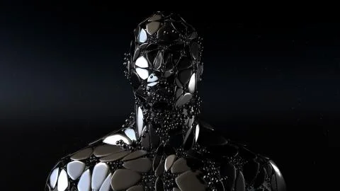 Artificial intelligence, machine learning, virtual human with connection data Stock Illustration