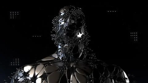 Artificial intelligence, machine learning, virtual human with connection data Stock Illustration