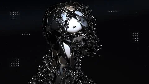 Artificial intelligence, machine learning, virtual human with connection data Illustrazione stock