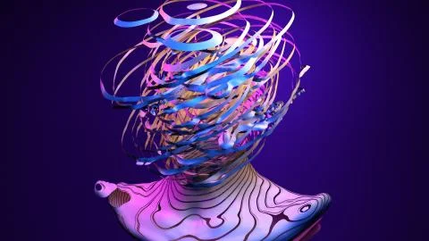 Artificial intelligence, machine learning, virtual human with failed connection Stock Illustration