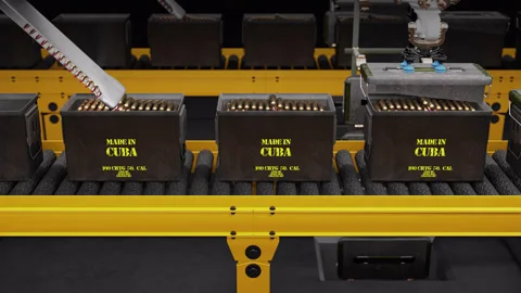Artificial Intelligence Machines Filling The Ammo Box - Made in Cuba  Stock-Footage 314796547