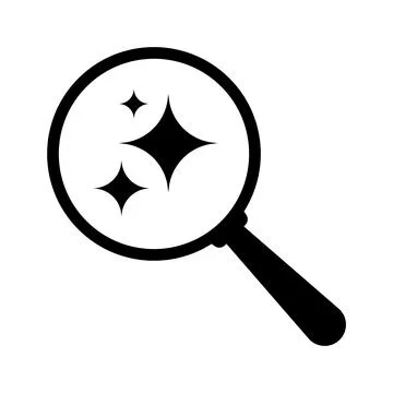 Artificial Intelligence Magnifying Glass Search Icon with Sparkle Stars Illustration