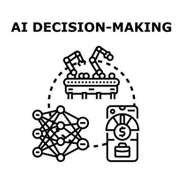 Artificial intelligence making business decision process with neural network Stock Illustration