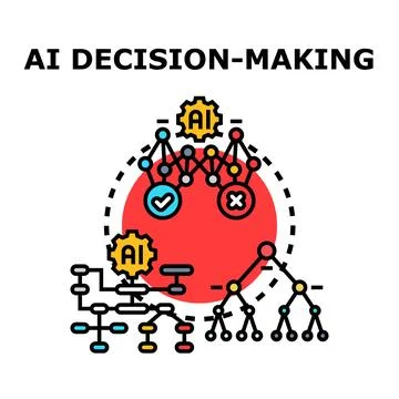 Artificial intelligence making complex business decisions process Stock Illustration