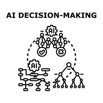 Artificial intelligence making complex business decisions process Stock Illustration