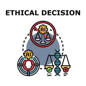 Artificial intelligence making ethical and moral decisions Stock Illustration