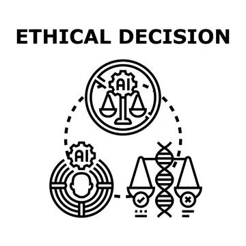 Artificial intelligence making ethical and moral decisions Stock Illustration
