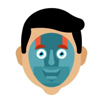 Artificial Intelligence. Man robot head. face of cyborg. Illustrazione stock