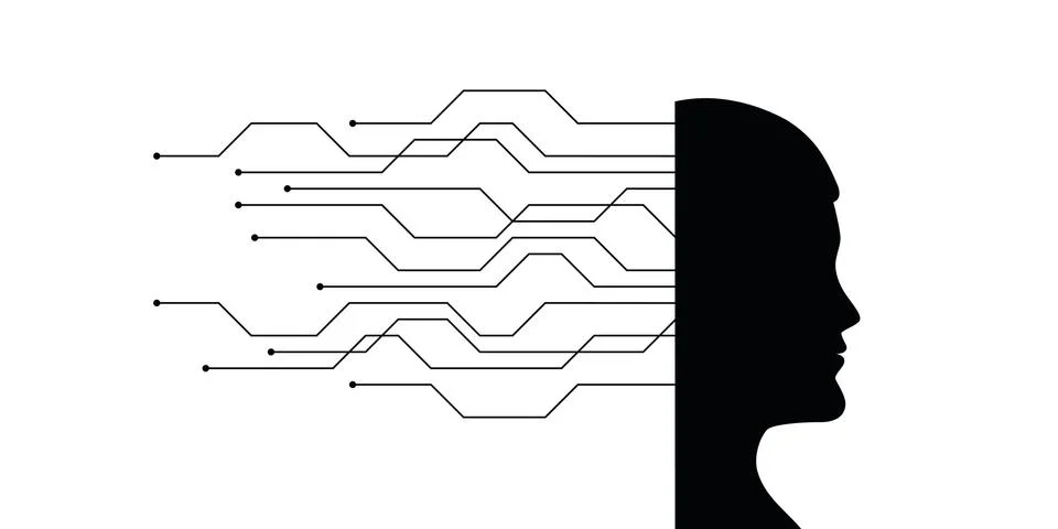 Artificial intelligence man silhouette head Illustrazione stock