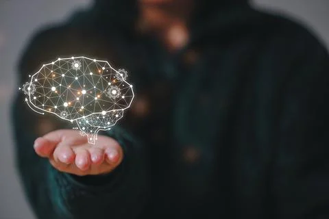 Artificial Intelligence. man using technology smart robot AI, artificial in.. Stock Photos