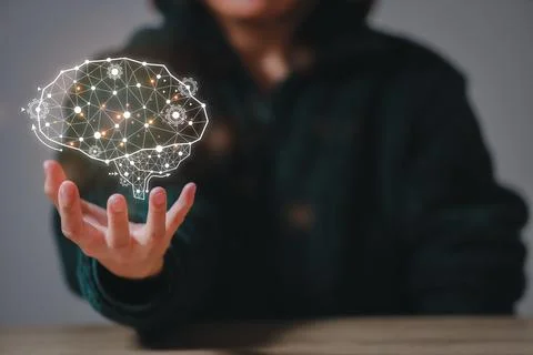 Artificial Intelligence. man using technology smart robot AI, artificial in.. Stock Photos