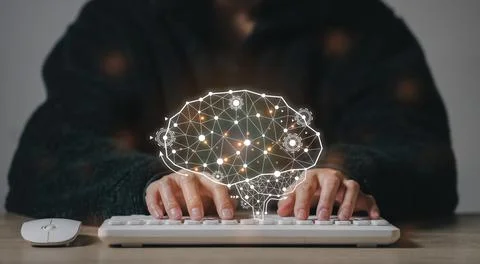 Artificial Intelligence. man using technology smart robot AI, artificial in.. Stock-Fotos