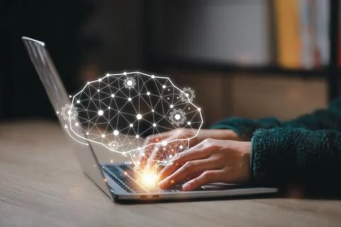 Artificial Intelligence. man using technology smart robot AI, artificial in.. Stock Photos