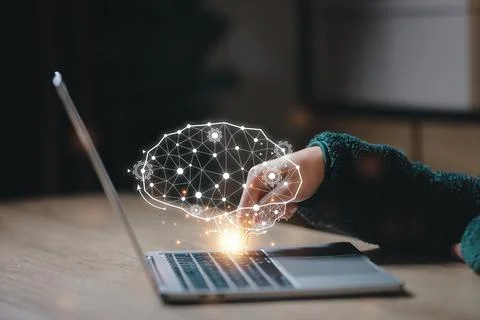 Artificial Intelligence. man using technology smart robot AI, artificial in.. 스톡 사진