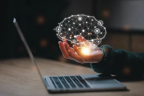 Artificial Intelligence. man using technology smart robot AI, artificial in.. Stock Photos