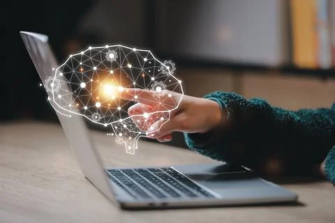 Artificial Intelligence. man using technology smart robot AI, artificial in.. 스톡 사진