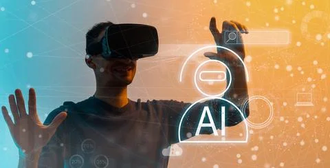 Artificial Intelligence. man using technology smart robot AI, Chatbot Chat with Stock Photos