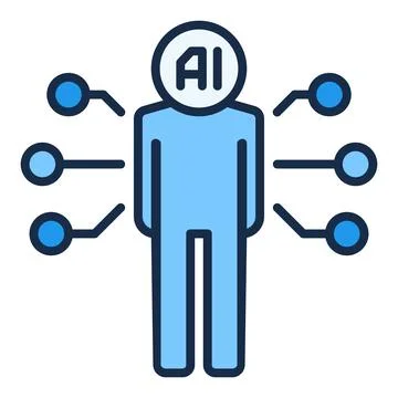 Artificial Intelligence Man vector AI Bio Technology colored icon or sign Stock Illustration