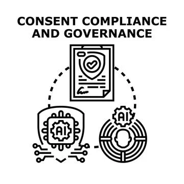Artificial intelligence managing consent compliance and governance Stock Illustration