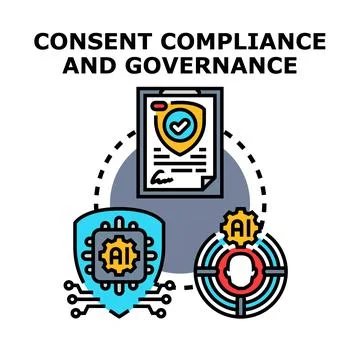 Artificial intelligence managing consent compliance and governance Stock Illustration