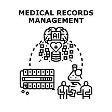 Artificial intelligence managing patient data in medicine Stock Illustration