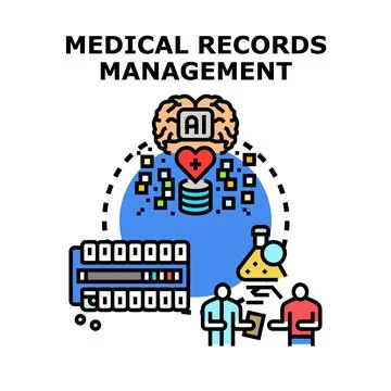 Artificial intelligence managing patient data in medicine Stock Illustration