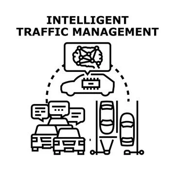 Artificial intelligence managing smart infrastructure for efficient urban mob Stockillustratie