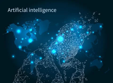 Artificial Intelligence Map Network Poster Vector Stock Illustration