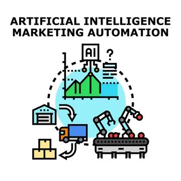 Artificial intelligence marketing automation system optimizing operations イラスト素材