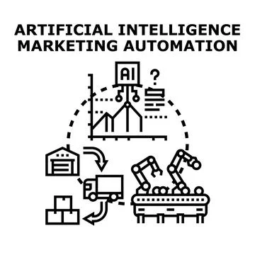Artificial intelligence marketing automation system optimizing operations Stock Illustration