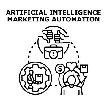Artificial intelligence marketing automation vector concept Stock Illustration