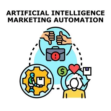 Artificial intelligence marketing automation vector concept Stock Illustration