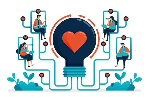 Artificial intelligence to match partner and relationship. Ideas for matchmak Stock Illustration