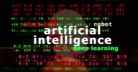 Artificial intelligence media and abstract screen seamless looped Video stock 238661952